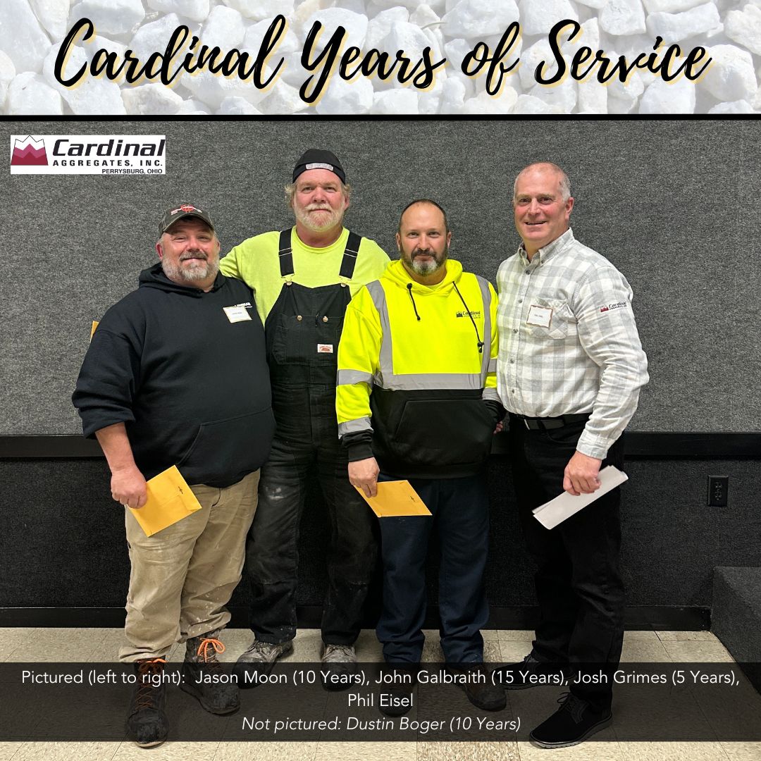 Cardinal Aggregate Years of Service: Jason Moon (10 years), John Galbriath (15 years), Josh Grimes (5 years), Phil Eisel, Not Pictures: Dustin Boger (10 years)